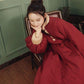 Winter Retro Furry Collar Padded Jacket Jacket Stand-up Collar Waist Padded Jacket Mid-length Red Padded Jacket Women Winter Thickening