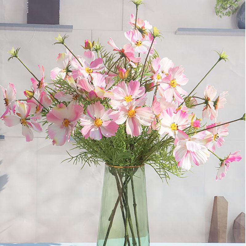High-end Artificial Flowers Fake Flowers Cosmos Small Daisies Desktop Living Room Plastic Bouquet Decoration Table Home Decoration