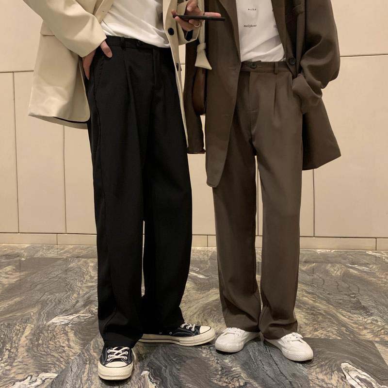 Summer Solid Color Wide-leg Trousers Fall Feeling Loose Straight Breathable All-match Casual Pants