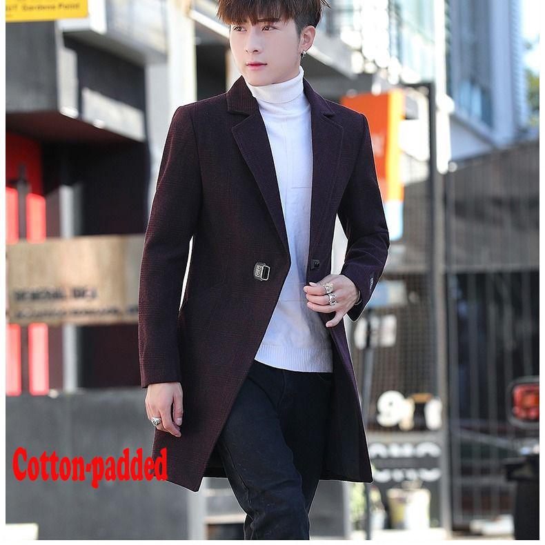 Men's Woolen Coat Long Windbreaker Man Jacket Overcoat for Male Casual Outwear Men Winter Clothing