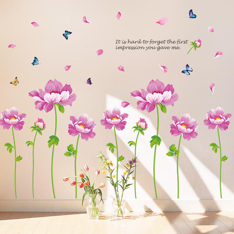 [Wall sticker ]Purole Flower Butterfly Wall Stickers Home Decor Living Room Bedroom Kitchen Baby Roo