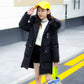 Fashion Girls Cotton Winter Thickening Plus Velvet Pike Clothing Mid-length Fur Collar Kids Winter Parkas