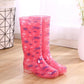 Rain Boots Women Print PVC Waterproof Shoes for Girls Knee-high Slip on Anti Skip Boots Long Tube Boots Fashion Size 36-41