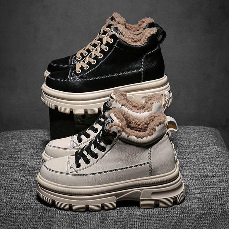Plus Velvet High-top Shoes Women's Winter Wild Snow Boots Thick-soled Inner Increase Leisure Warm Cotton Shoes