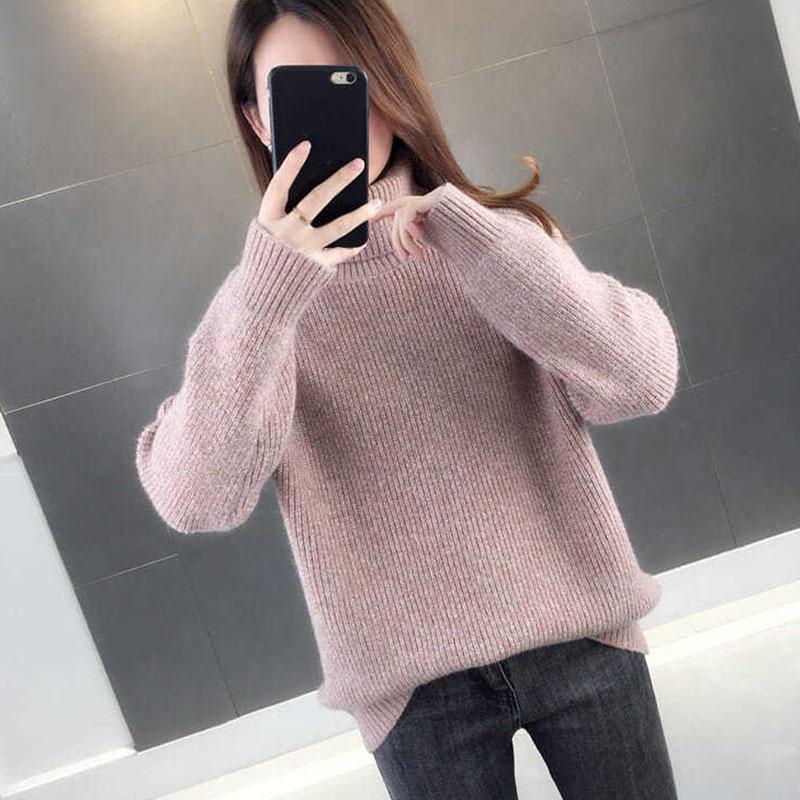 Turtleneck Sweater Women Wear Thick Black Knitted Bottoming Shirt In Autumn and Winter, Casual and Loose Outer Wear