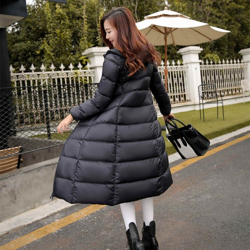 Women's Padded Down Jacket Long Over-the-knee Over-length Slim Hooded Plus Size Winter Jacket