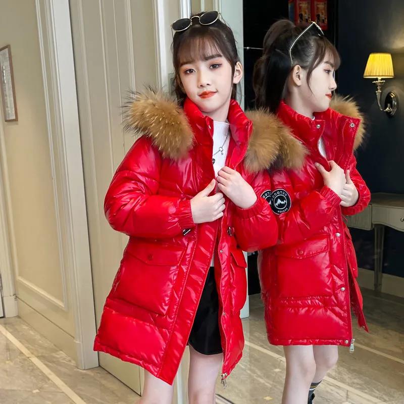 Girls Thick Warm and Wash-free Cotton Clothes Mid-length Warm Cotton Jacket