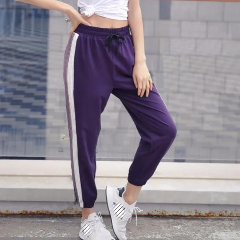 Striped Sweatpants Pleated Quick-drying Stretch Sports Pants Breathable Large Size Yoga Fitness Running Women's Sports Trousers