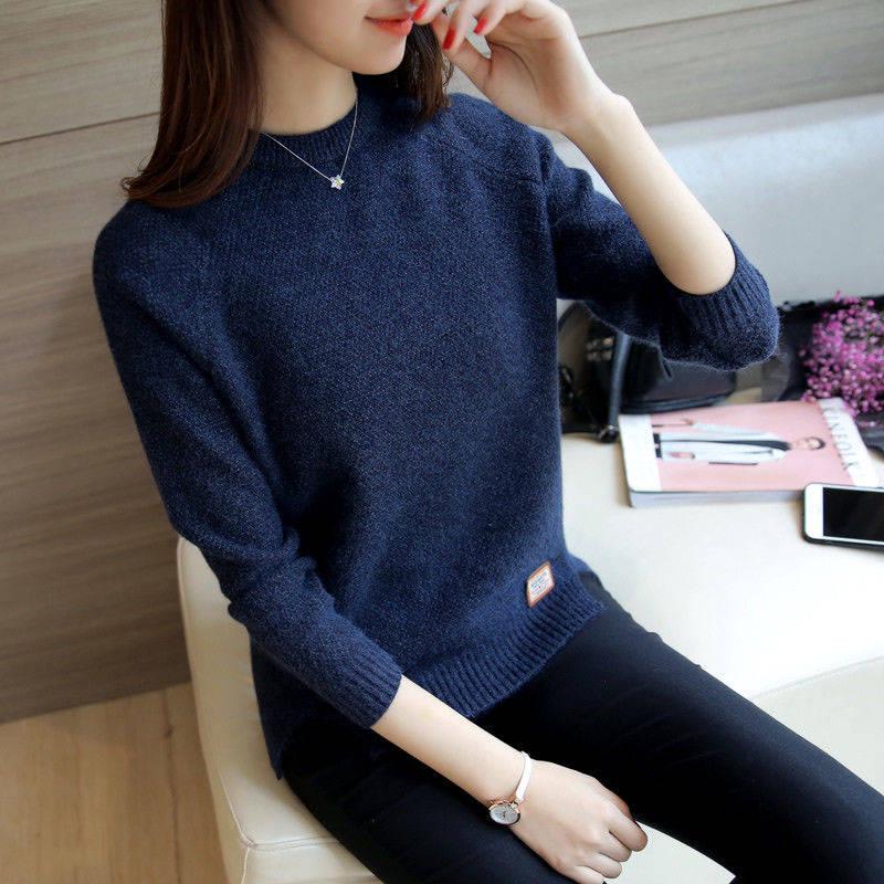 Winter Women Low Collar Plus Size Warm Pullover Sweater Office Soft Inner Bottoming Shirt