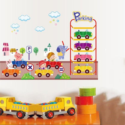Cartoon Car Decorative Removable Wall Sticker Happy Kindergarten Life Good Friend Children Wallpaper