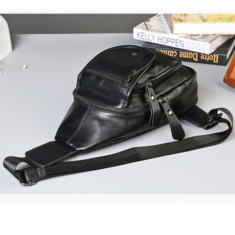 Casual Chest Bag Men Black Large Capacity Multi-pocket Crossbody Outdoor Sports Shoulder Bag