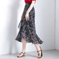 Long Print Chiffon Skirt Women Summer Elegant High Waist Pleated Sun Maxi Skirt Female