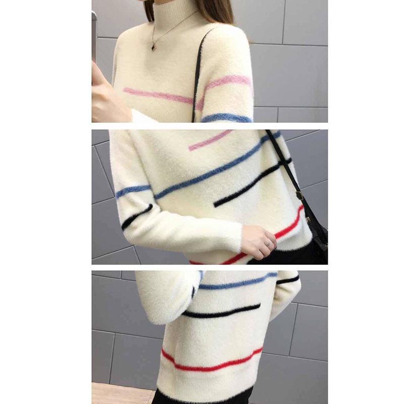 Mink Autumn and Winter Thick Sweater Loose Knit Bottoming Shirt Young Women Pullover Top