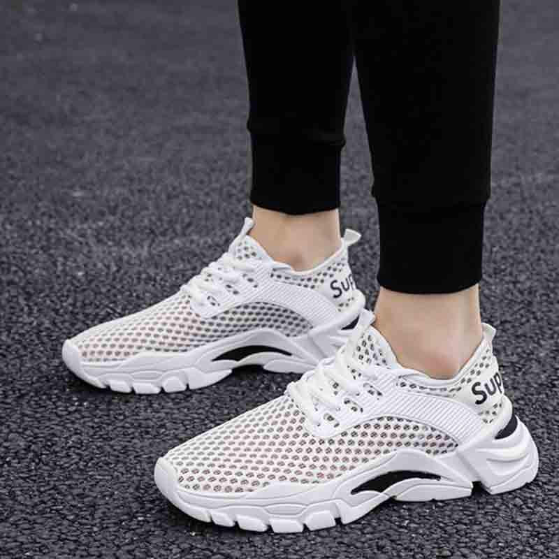 Plus Size 39-44 Fashion Summer Men Mesh Sneakers Low-top Running Basketball Shoes Outdoor Non-slip Sports Shoes Shockproof Shoes