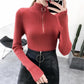 Core Spun Yarn Knitted Top Fall Winter Solid Color Half Turtleneck Sweater Fashion Jacket