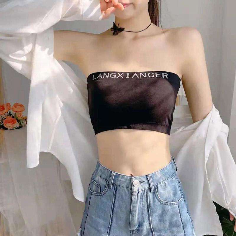 Spring and Summer Anti-glare Wrap Chest Tube Top Beautiful Back Sexy Letters Strapless One-piece Bra