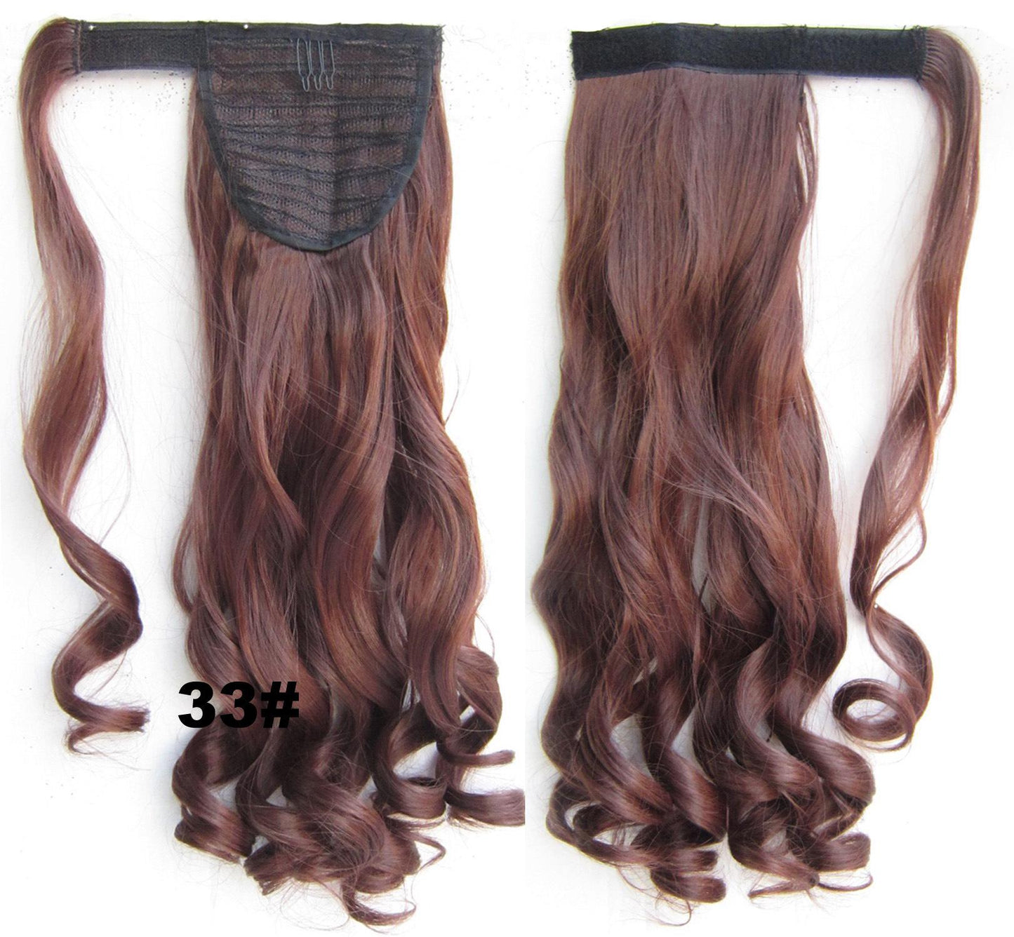 Long Wavy Wrap Around Clip In Ponytail Hair Extension Synthetic Natural Wave Pony Tail Brown Wigs