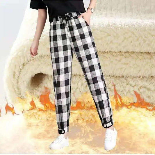Harlan Pants Women's Loose and Wild Trend Short Autumn and Winter Beam Feet Plaid Casual Leggings