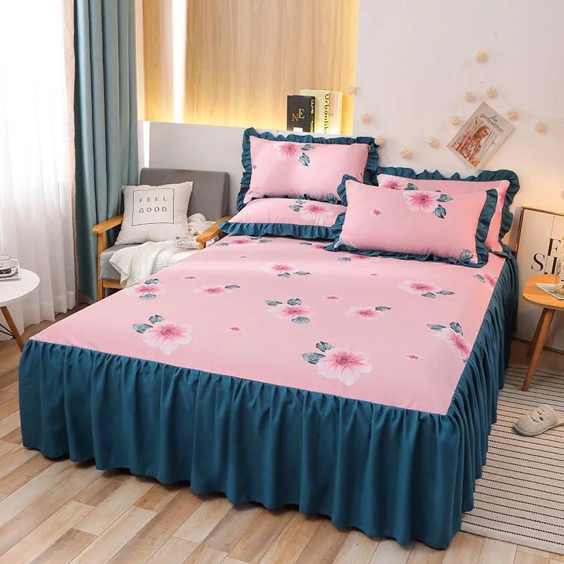 Princess Wind Double Bed Skirt Simmons Protection Korean Version Non-slip One-piece Bed Sheet Pillowcase Bedspread Protective Cover