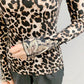 Women's Autumn and Winter Plush Leopard Print Bottom Shirt Large Size Long Sleeve Lace Embroidered Top