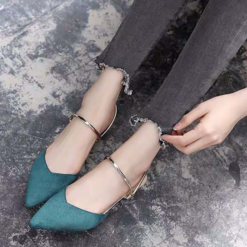 Summer High Heels Female Pointed Toe Stiletto Heel Wild Mid-heel Black Cat Heel Sandals and Slippers Women