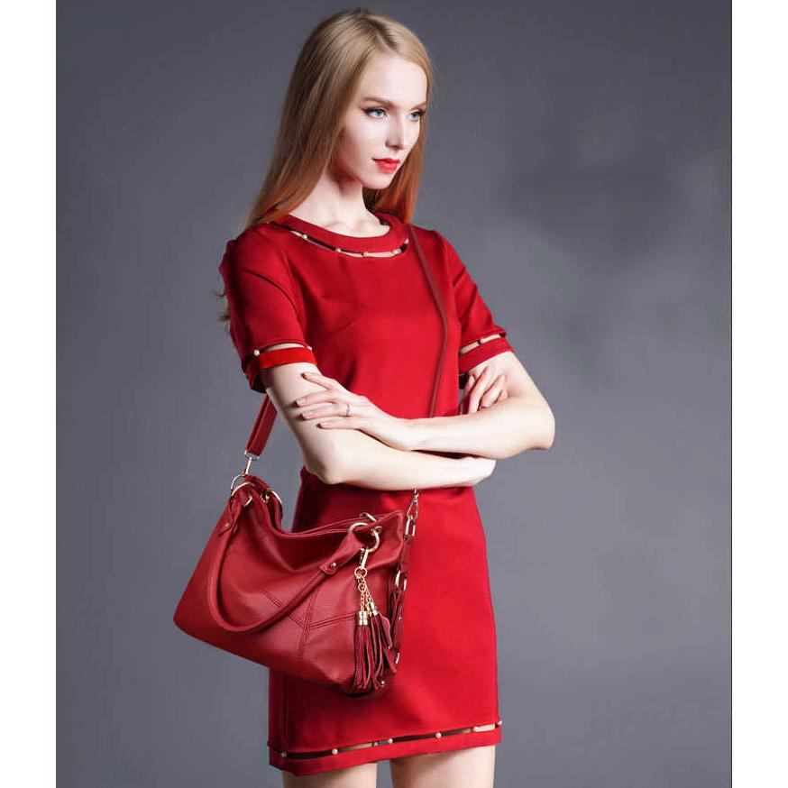 Trendy wild Woman bag Leather bag Big capacity European and American style Shoulder Handbag