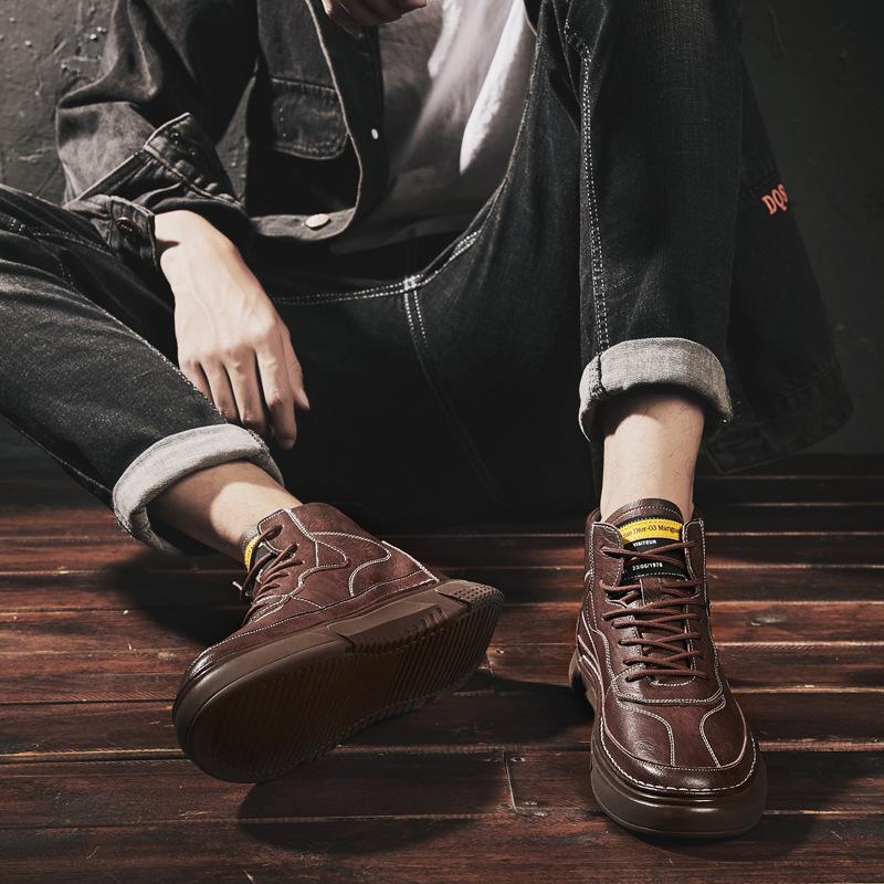 Retro Leather Men's Shoes Low-cut Boots All-match Tooling Shoes Casual Fashion Leather Boots