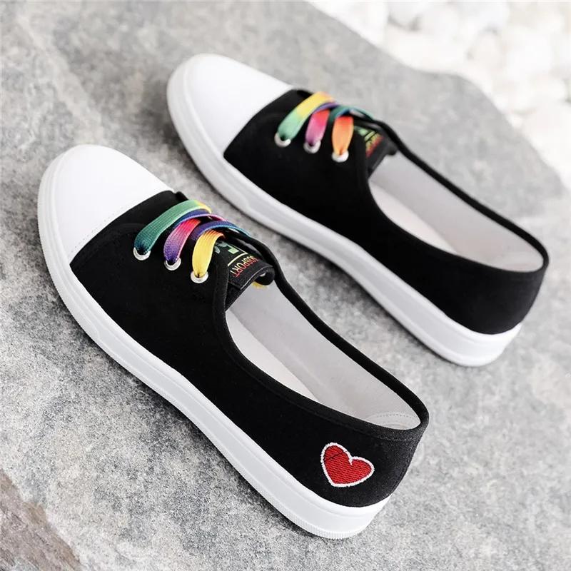 Spring and Summer Embroidered Breathable Canvas Shoes Women's Plus Size All-match Casual Flat Shoes