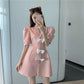 Bow Knot Waistless Suit Dress Women's New Temperament Fashion Waist-slung Royal Sister Style A-line Skirt Ladies Casual Suit Skirt