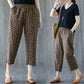 Spring and Summer Cotton and Linen Printed Cropped Trousers Large Size Loose Harem Pants Women Floral Temperament Casual Pants