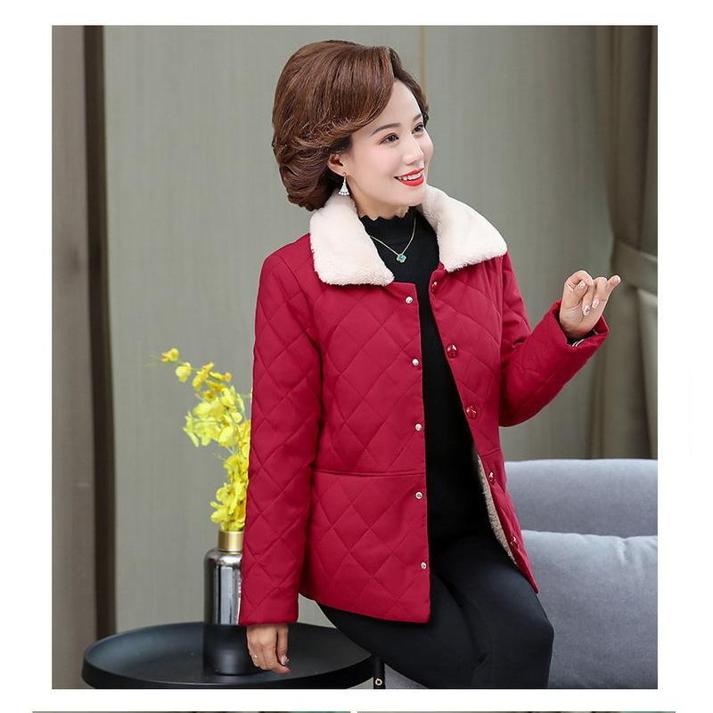 Mom Winter Plus Velvet Cotton-padded Clothes Middle-aged and Elderly Women's Clothing Lightweight Small Padded Jackets