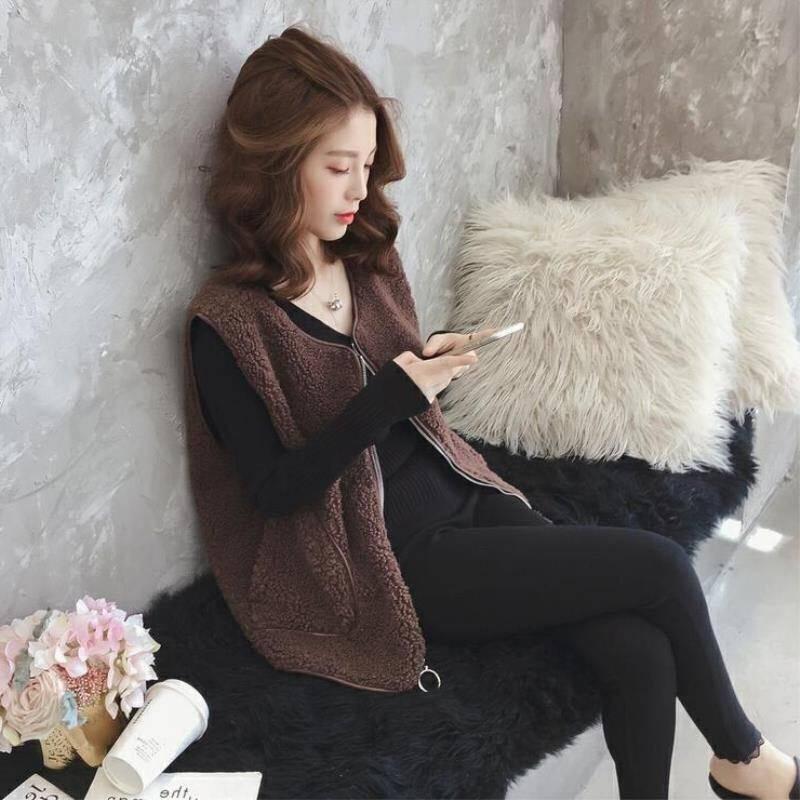 Winter Warm Vest Women Fashion Velvet Vest Casual Sleeveless Pocket Vest Female Cashmere Cardigan