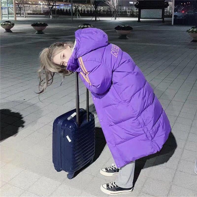Winter White Duck Down Jacket Women Mid-length Warm and Comfortable Over The Knee Casual Sports Cotton Jacket