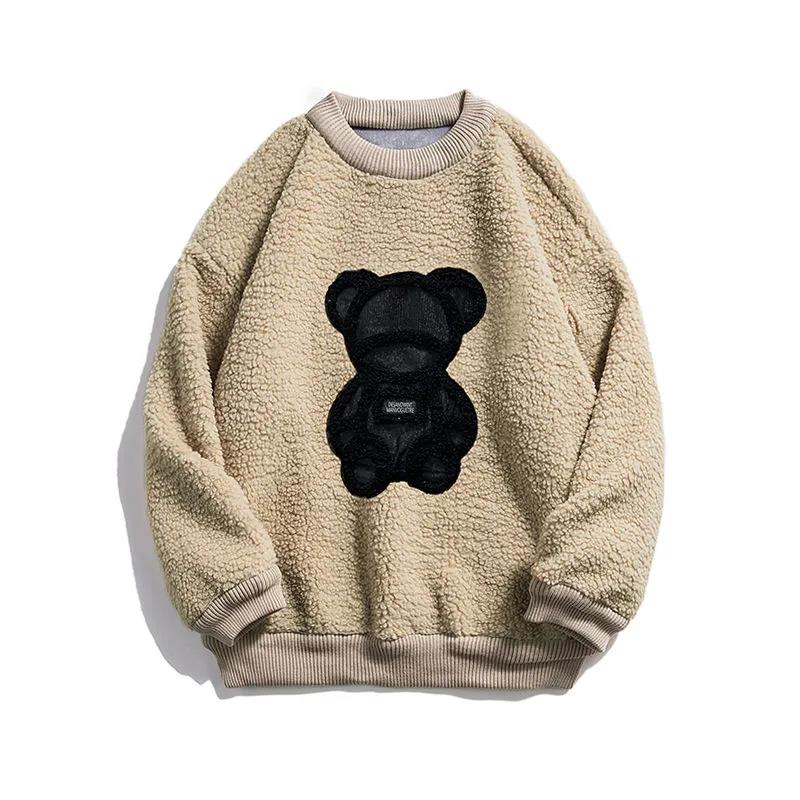 Sweatshirt Men's Autumn and Winter Round Neck Jacket Men's Loose Plus Velvet Padded Top