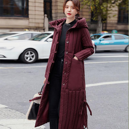 Add Fertilizer To Increase Down Padded Jacket Women's New Style Winter Long Over-the-knee Plus Size Padded Jacket