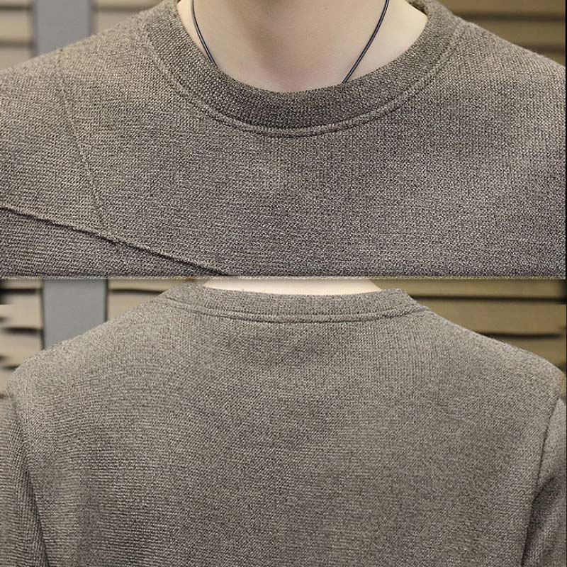 Autumn and Winter Men's Round Neck Warm and Comfortable Sweater Plus Velvet Thick Long-sleeved T-shirt Loose Top