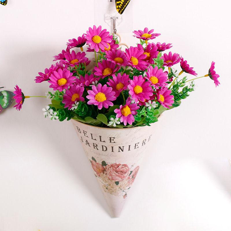 Hanging  Artificial Flower Floral Decoration Wall Hanging  Living Room Flower Basket Pastoral  Rose Flower Simulation Flower Wall Hanging