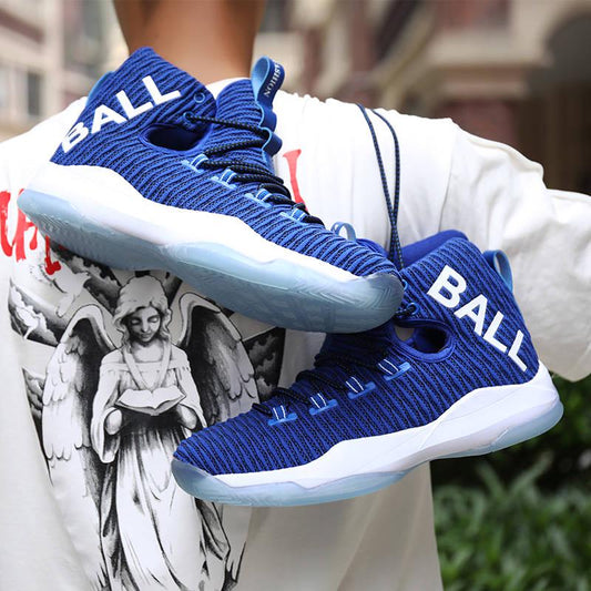 Basketball shoes men's breathable high-top sneakers men's wild casual flying woven mesh sneakers
