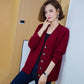 Autumn and Winter Plus Size Sweater Cardigan Solid Color Short Coat Simple Casual Middle-aged Female Jacket
