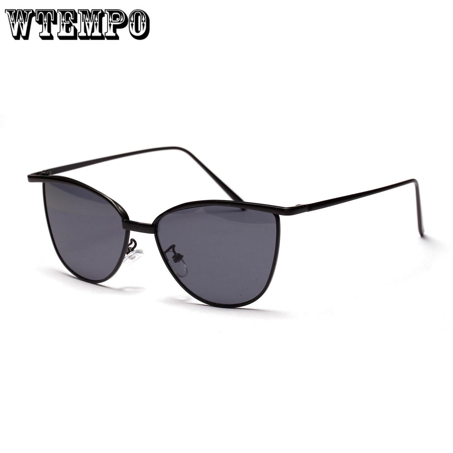 WTEMPO Cat Eye Metal Sunglasses Men Small Frame Transparent Color Ocean Sheet Glasses