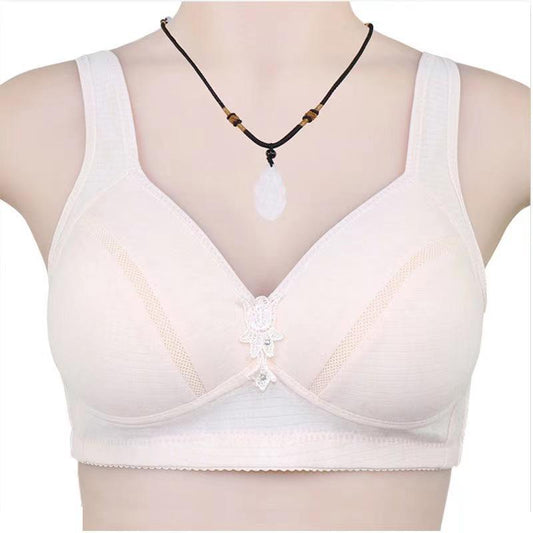 Color Cotton Thin Vest Bra Simple and Comfortable No Steel Ring Back Buckle Large Size Gather Beautiful Back Adjustment Type Comfortable Bra