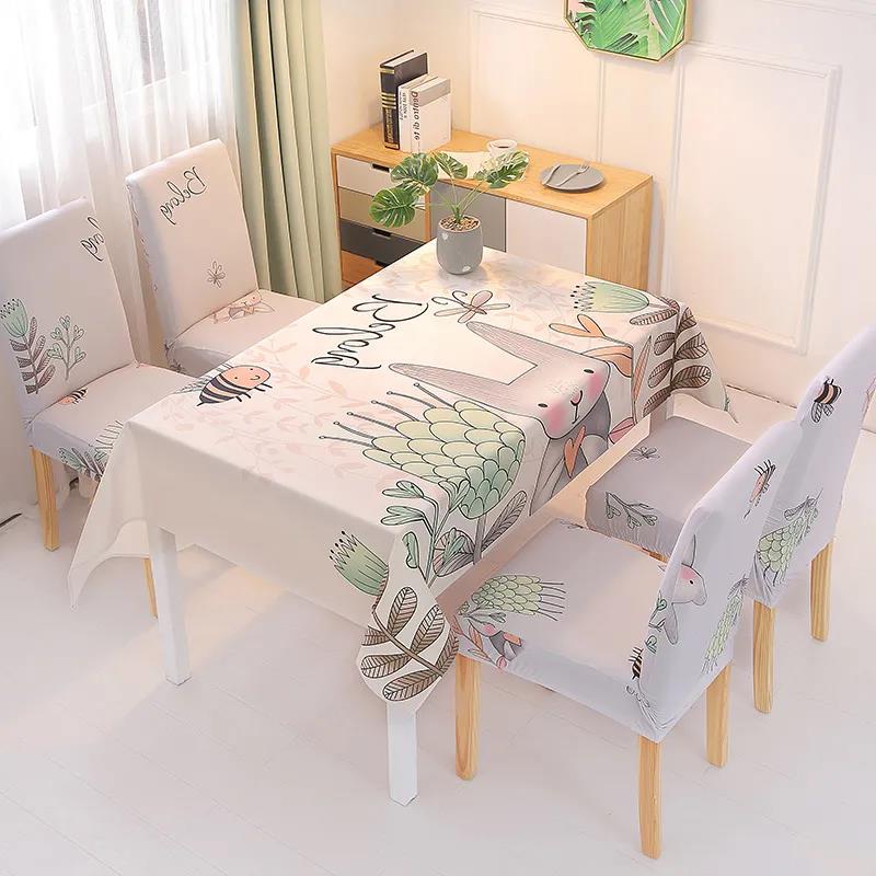 Two-piece Printed Chair Cover Home Dining Chair Cover Full Elastic Stool Cover
