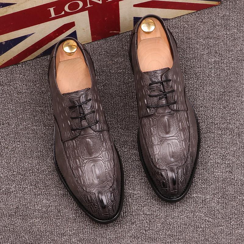 Men Patent Leather Dress Shoes Oxford Luxury Pointed Toe Formal Wedding Casual Slip-On Leather Shoes