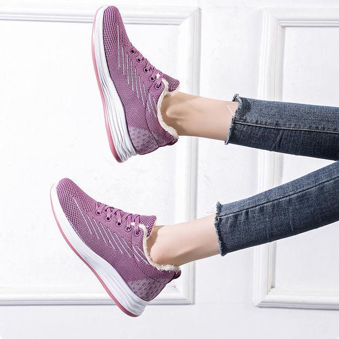 Women's Winter Flat Snow Shoes Female Comfortable Casual Lightweight Non Slip Running Shoes Warm Cotton Shoes