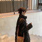 Women's Long Padded Coat Over The Knee Loose Padded Diamond Check Coat