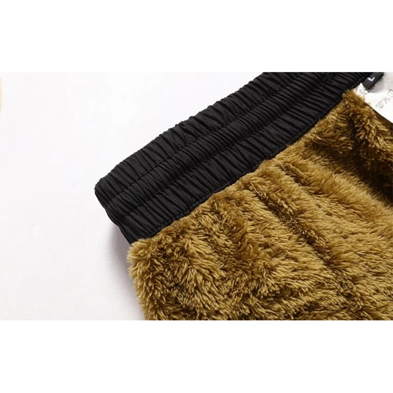 Winter Men's Casual Plus Velvet Pants Suit Solid Warm Vest Loose Large Size Casual Male Extra Thick Warm Cotton High Waist Straight Trousers Set