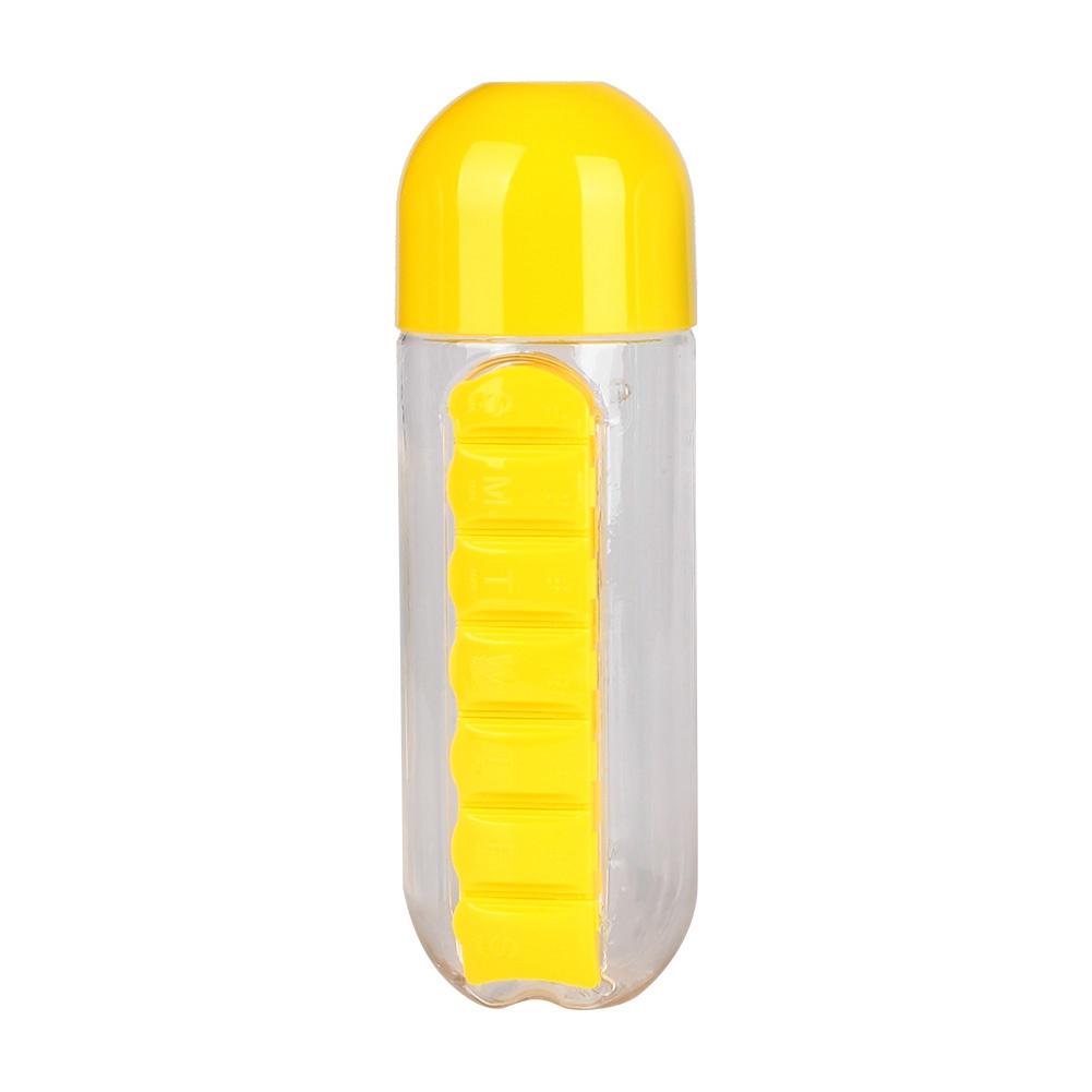 Portable Pill Box Organizer With Water Bottle Compartments