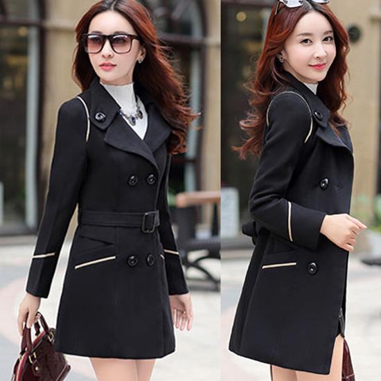 Women Coats Winter Trench Coat Fashion Woolen Long Coat Tops Women's Elegant Double Breasted Coat