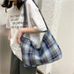 Women Canvas Bags Travel Casual Large Daily Shoulder Handbag Simple Hobo Bags Large-capacity Plaid Bag