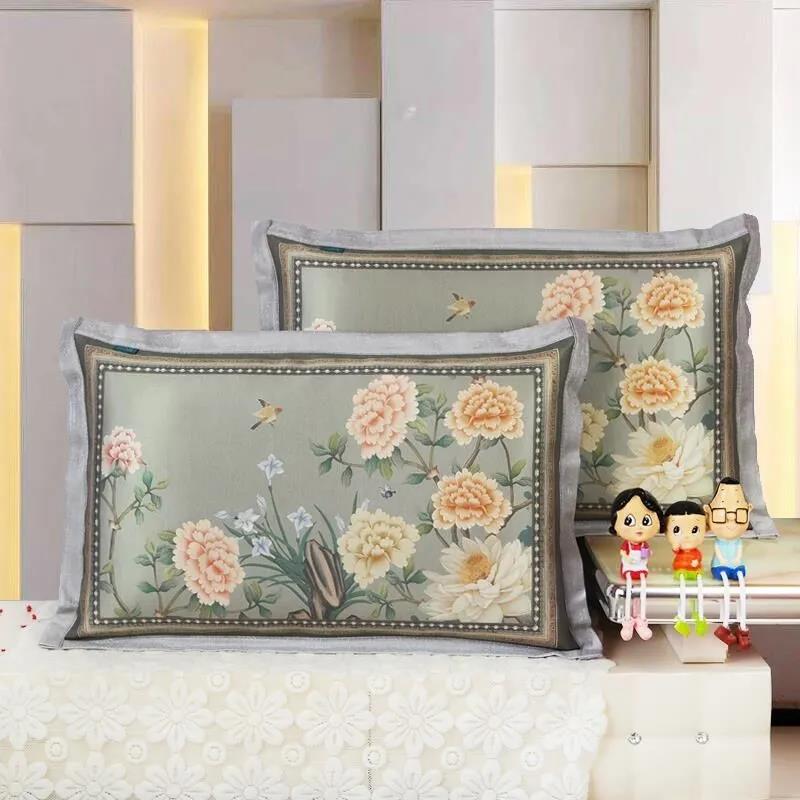 Summer Cool Ice Silk Pillowcase Single Pillowcase Washable Printing Pillow Dust Cover